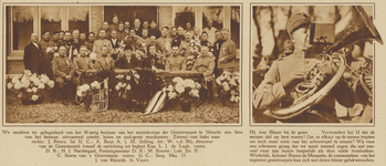 871813 Collage van 2 foto's betreffende de viering van het 40-jarig jubileum van het muziekcorps van de Genietroepen te ...